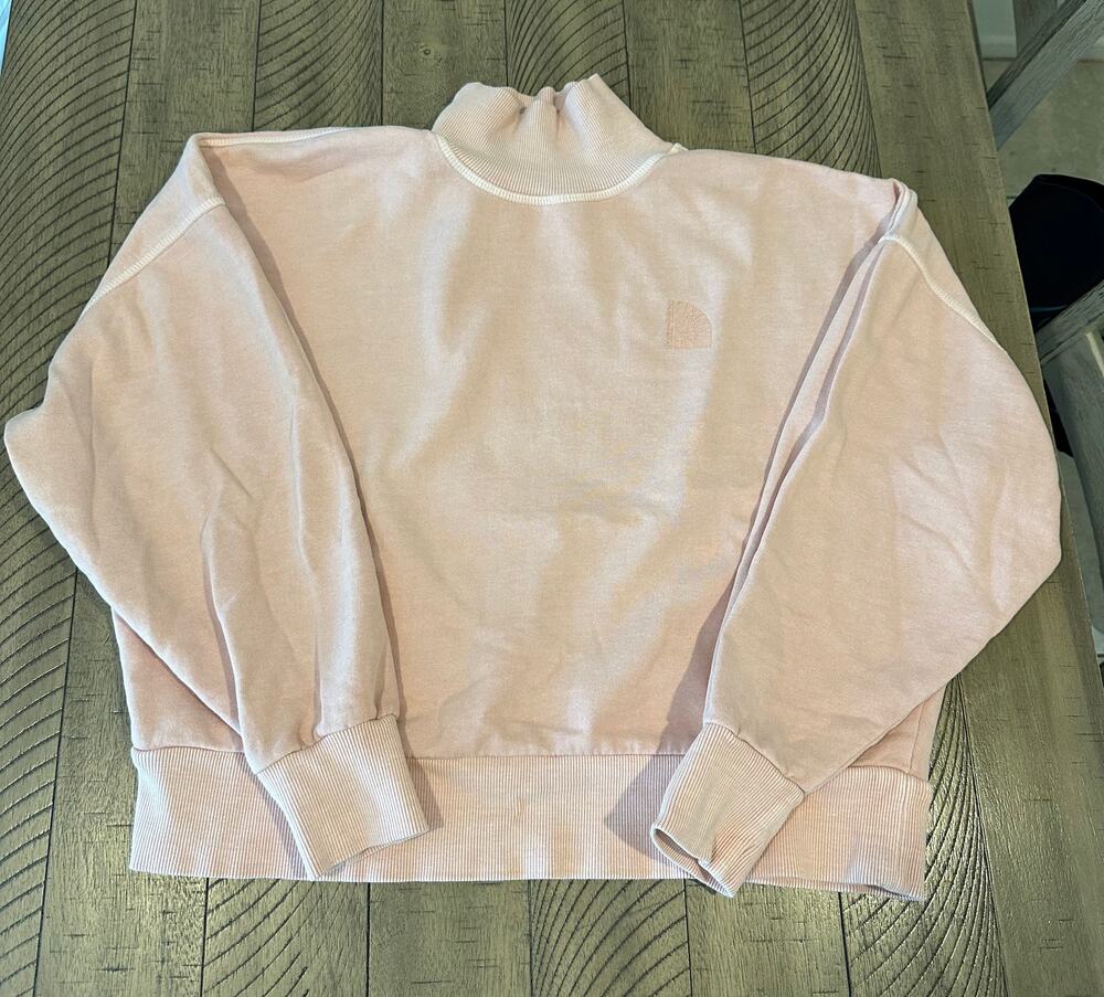 The North Face Womens Small Pink Mock Neck Cropped Sweatshirt Pullover Top